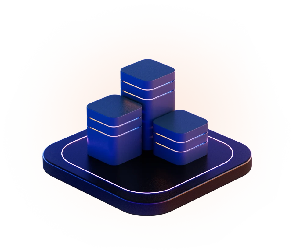 Icon of three data towers on a platform