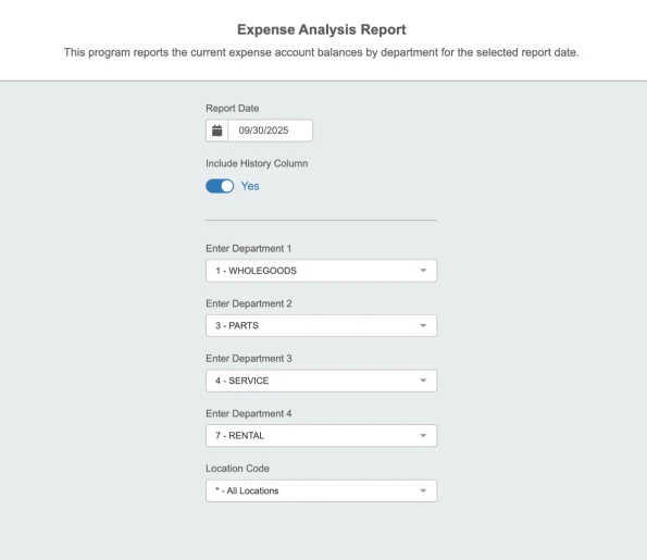 Display of the Expense Analysis in NetView Eco