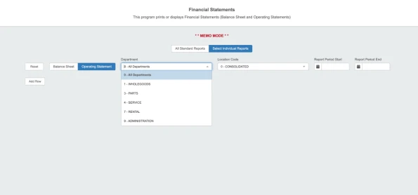 Display of the Financial Statements in NetView Eco